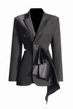 Black Peak Lapel Cut-out Femmes Blazer