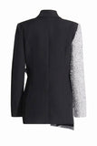 Argent Noir Pointe Revers Slim Fit Femmes Blazer