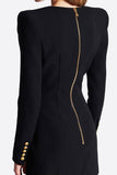 Noir Col en V Slim Fit Long Femmes Blazer