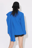 Royal Blue Asymétrique Cranched Lavers Femmes Blazer