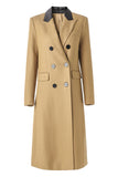 Camel Peak Lapel Long Femmes Manteau