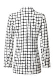 Mix Black Grid Peak Lapel Femmes Manteau avec perle