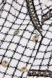 Mix Black Grid Peak Lapel Femmes Manteau avec perle