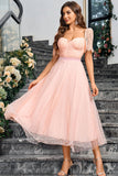 Rose Une Ligne Maxi Robe Formelle Avec Dentelle