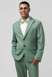 Gris vert Peak Revers Simple Boutonnage 2 Pièces Hommes Bal Costumes