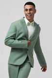 Gris vert Peak Revers Simple Boutonnage 2 Pièces Hommes Bal Costumes