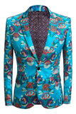 Blazer pour homme à un bouton brodé bleu