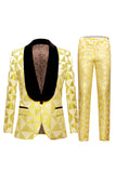 Yellow Shawl Lapel 2 Piece Géométrique Costumes Homme