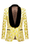 Yellow Shawl Lapel 2 Piece Géométrique Costumes Homme