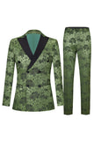 Vert armée Peak Lapel Costume de bal 2 pièces pour hommes avec motif