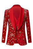 Blazer et gilet 2 pièces à paillettes rouge scintillant pour homme