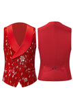 Blazer et gilet 2 pièces à paillettes rouge scintillant pour homme