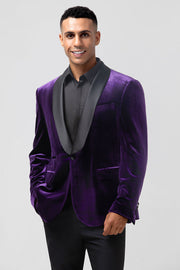 Violet foncé châle revers un bouton Blazer de bal pour homme