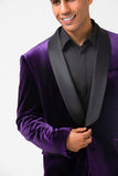 Violet foncé châle revers un bouton Blazer de bal pour homme