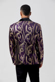 Blazer pour homme à revers cranté imprimé à motif violet scintillant