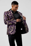 Blazer pour homme à revers cranté imprimé à motif violet scintillant