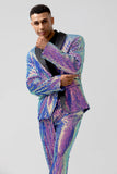 Sparkly Purple Sequins Châle Revers 2 Pièces Costumes de bal pour hommes