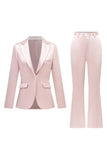 Gris rose pic revers satin slim fit femmes costumes