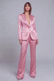 Gris rose pic revers satin slim fit femmes costumes
