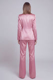 Gris rose pic revers satin slim fit femmes costumes