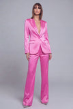 Gris rose pic revers satin slim fit femmes costumes