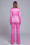 Gris rose pic revers satin slim fit femmes costumes