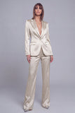 Gris rose pic revers satin slim fit femmes costumes
