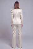 Gris rose pic revers satin slim fit femmes costumes