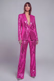 Costume de soirée femme sequins doré revers pointe