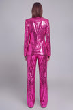 Costume de soirée femme sequins doré revers pointe