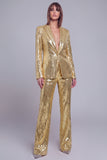 Costume de soirée femme sequins doré revers pointe