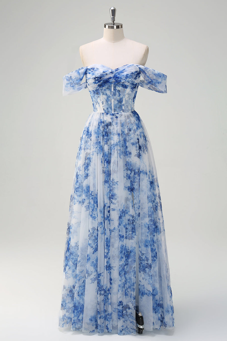 Longue robe verte et blanche cache coeur fleurie élastique à la taille aux manches mi-longues Longue robe verte et blanche cache coeur fleurie élastique à la taille aux manches mi-longues