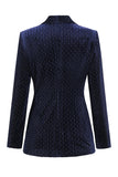 2 Pièces Châle Revers Marine Costumes Femme avec Ceinture