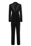 Noir Polk Dots Un Bouton 2 Pièce Femmes Costume