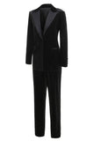Noir Polk Dots Un Bouton 2 Pièce Femmes Costume