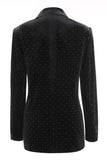 Noir Polk Dots Un Bouton 2 Pièce Femmes Costume