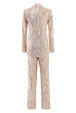 Costumes Femme Champagne Peak Lapel Single Button Sequin
