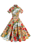 Fleur Une Ligne Imprimée Vintage Robe Années 1950