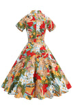 Fleur Une Ligne Imprimée Vintage Robe Années 1950