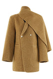 Manteau en simili cuir Kahki en laine