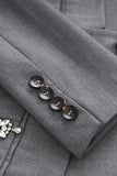 Robe blazer croisée perlée à revers gris scintillant