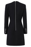 Perlé Noir Manches Longues Femmes Blazer Robe