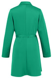 Robe de cocktail courte plissée verte avec noeud