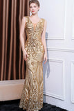 Robe de bal longue sirène florale rose scintillante à col en V