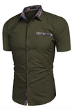 Chemise décontractée décontractée à manches courtes vert armée