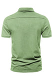 Polo homme vert à manches courtes en coton stretch uni