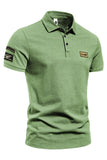 Polo homme vert à manches courtes en coton stretch uni