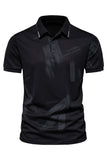 Polo slim en coton à manches courtes noir pour homme