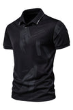 Polo slim en coton à manches courtes noir pour homme