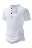 Boutons Été Manches Courtes Blanc T-shirt décontracté pour hommes